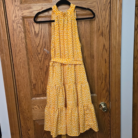 Yellow Polka Dot Halter Neck Ruffle Hem Summer Dress 💲BUNDLE AND SAVE BIG💲 - Picture 3 of 4
